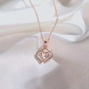 Crooked Rose Gold Double Heart Necklace
